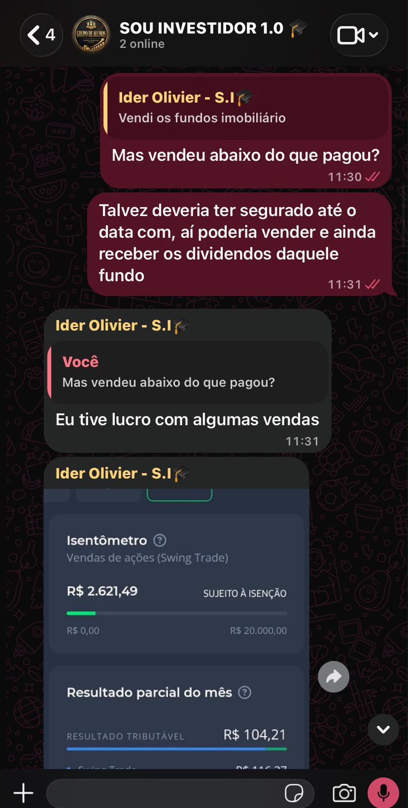 Conversa no grupo de alunos - 7