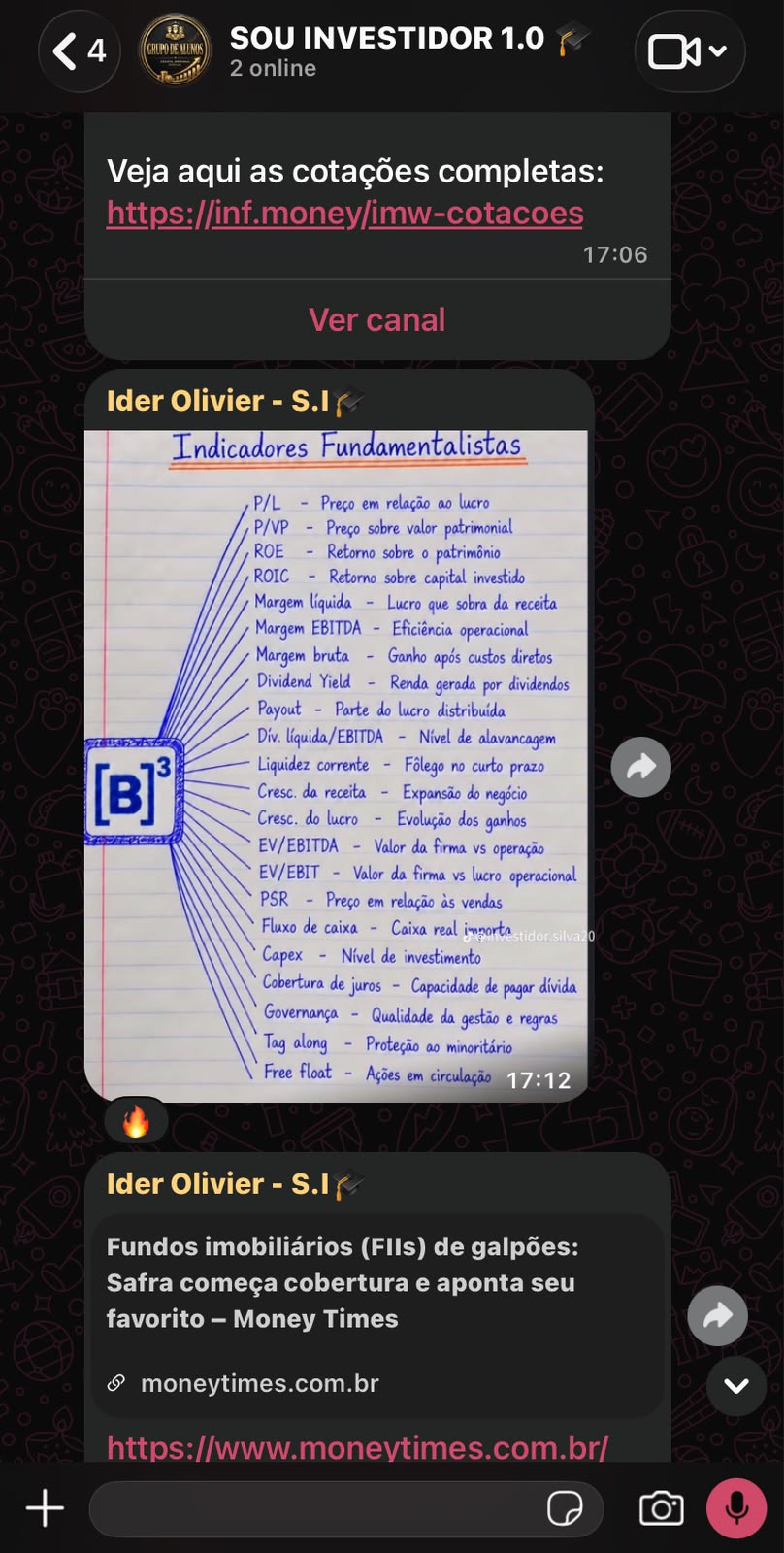 Conversa no grupo de alunos - 1